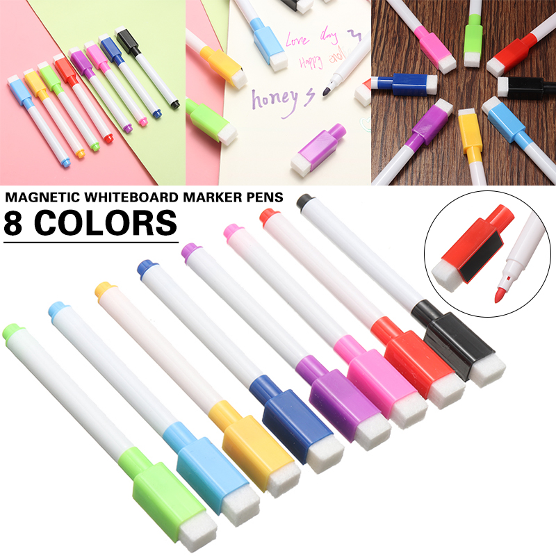 마그네틱 화이트 보드 마커, 화이트 보드 마커, 다채로운 화이트 보드 펜 마커, 드라이 지우개 페이지, 어린이용 드로잉 펜, 8 개